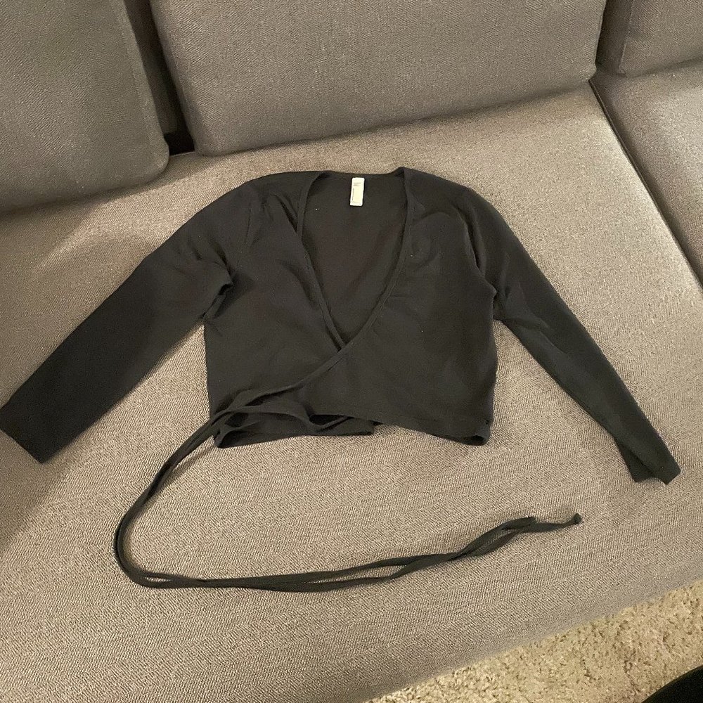 American Apparel classic black ballet wrap top